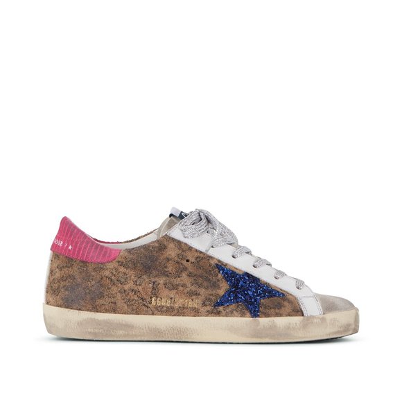 NIB Golden Goose Super-Star Leopard & Blue Glitter Star Sneaker, 37 - Picture 3 of 12